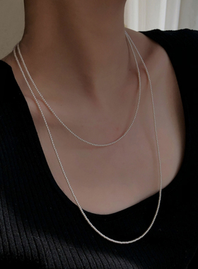 长款珍珠项链3mm baby珠小米珠施家珍珠项链女双层叠带毛衣链配饰