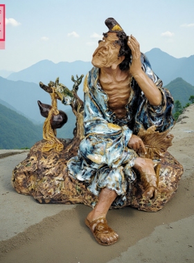 许英进原作孤品石湾公仔陶瓷济公别墅茶室设计艺术空间定制收藏