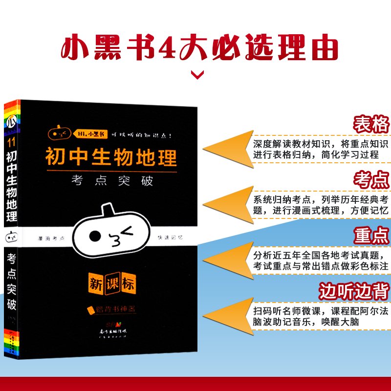 任选】小黑书初中语文数学物理化学历史思想道德与法治考点速记英语生物地理考点突破七八年级生物地理知识点总结天天背随身口袋书-图2