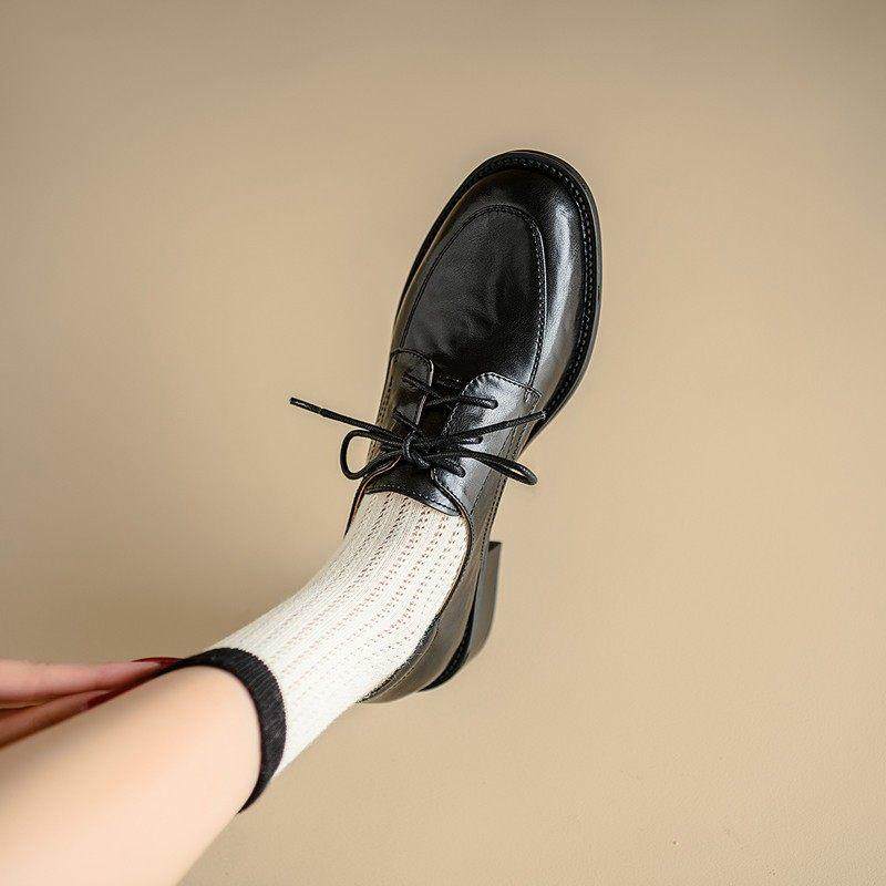 香港英伦风系带小皮鞋女低跟圆头真皮深口单鞋棕色乐福鞋大码女鞋,淘宝优惠券,粉丝福利购,淘宝优惠卷