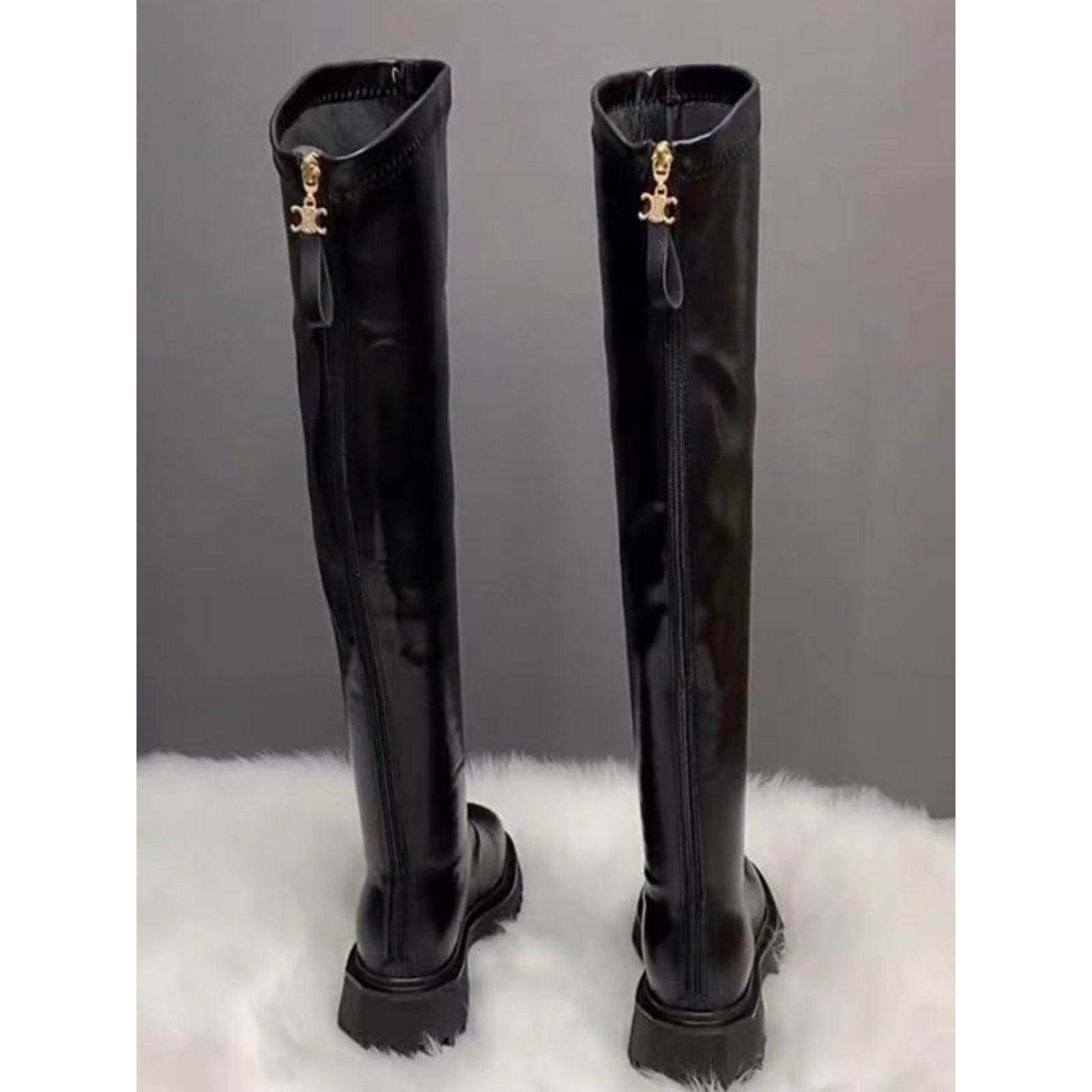 潮牌英伦风秋冬季新款马丁靴厚底显瘦长靴过膝平底真皮高筒骑士靴,淘宝优惠券,粉丝福利购,淘宝优惠卷