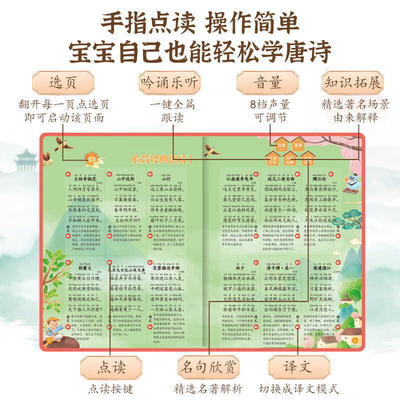 猫贝乐会说话的唐诗三百首手指点读图书幼儿童发声古诗早教学习机