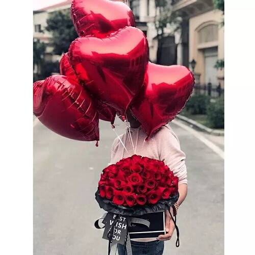 ins网红告白惊喜飘空氦气球99朵红玫瑰花北京鲜花生日求婚party - 图2
