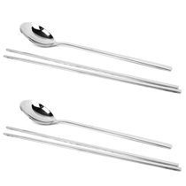 2pcs set Stainless Steel Korean Chopsticks Spoon Engraving