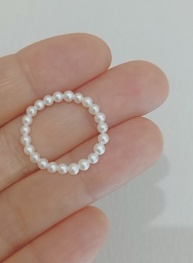 戒指珍珠小珠天然淡水正圆极光高级感轻奢风baby小米珠子叠戴神器