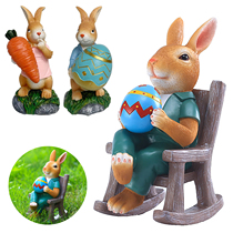 Easter Ornament Resin Rabbit Statue Standing Bunny with
