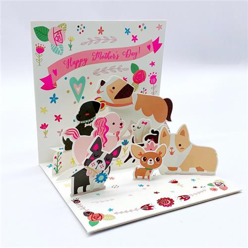 跨境立体贺卡工厂创意手工小狗激光烫金定做礼品礼物小卡片定制 - 图1
