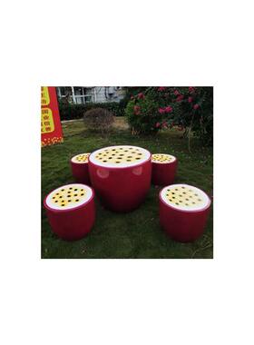 幼儿园卡通蘑菇桌椅摆件玻璃钢树脂座椅凳子装饰公园花园庭院雕塑