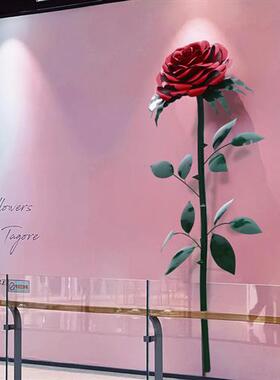 户外仿真花朵雕塑玻璃钢玫瑰花植物摆件网红景区引流打卡拍照装饰