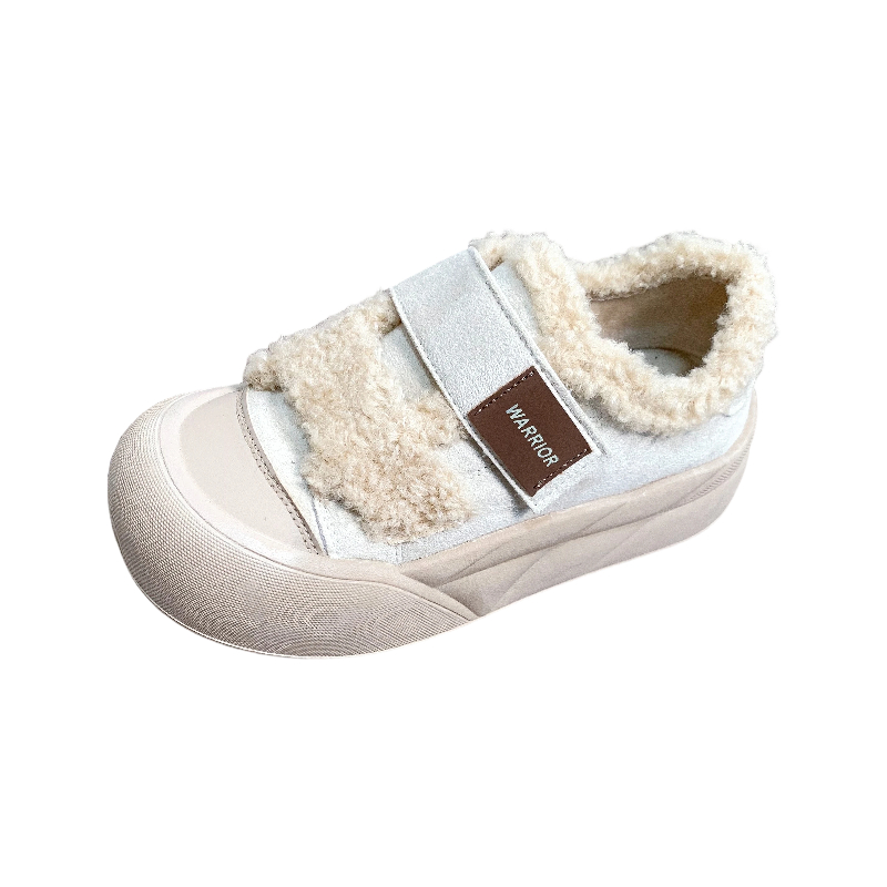 回力魔术贴毛绒棉鞋冬季新款加绒加厚保暖板鞋小众增高厚底雪地靴 - 图3