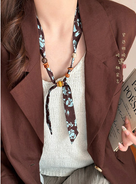 复古波点串珠毛衣链女春夏百搭