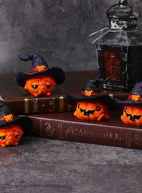 创意万圣节魔法帽南瓜装饰摆件