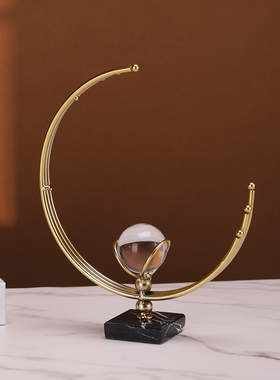 轻奢水晶球铁艺摆件桌面装饰摆件