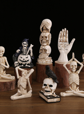 树脂万圣节装饰恐怖仿真骷髅摆件