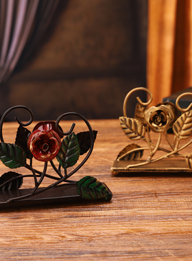 欧式复古铁艺立式纸巾架装饰摆件