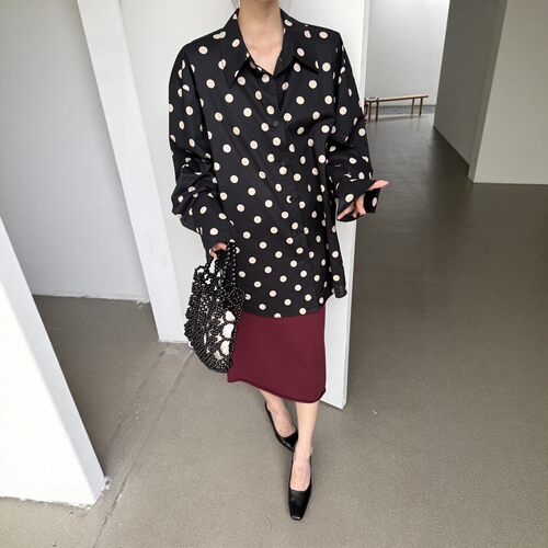 摩登197韩版波点翻领长袖衬衫女2026秋季新宽松百搭纯棉衬衣G7276 - 图3