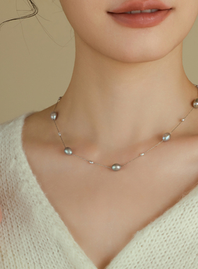 轻奢淡水珍珠满天星锁骨链女款