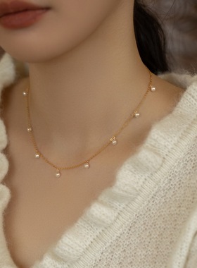 淡水珍珠14K金锁骨链女礼物项链