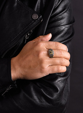 FuGui 原创貔貅戒指男士复古个性男款中指指环百搭配穿搭开口戒指