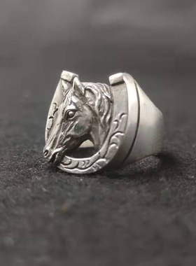 FuGui 唐草马蹄马头生肖原创设计戒指个性复古潮男小众高级感指环