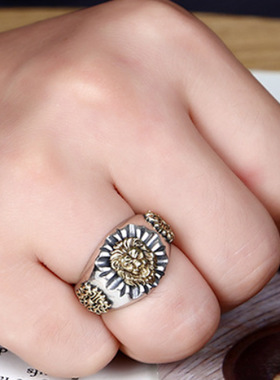 FuGui 原创复古雄狮之心霸气狮子头欧美时尚潮流男士戒指个性指环