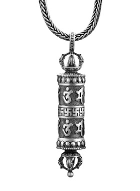 FuGui 复古楞严咒吊坠挂件民族风随身金刚杵男项链六字真言嘎乌盒