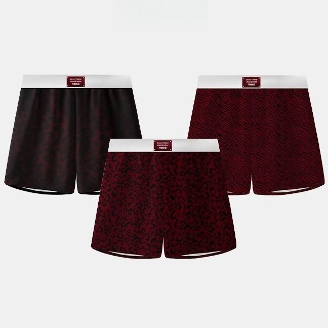 3条装大红男士阿罗裤男生宽松居家休闲内裤透气冰丝睡裤平角短裤,淘宝优惠券,粉丝福利购,淘宝优惠卷