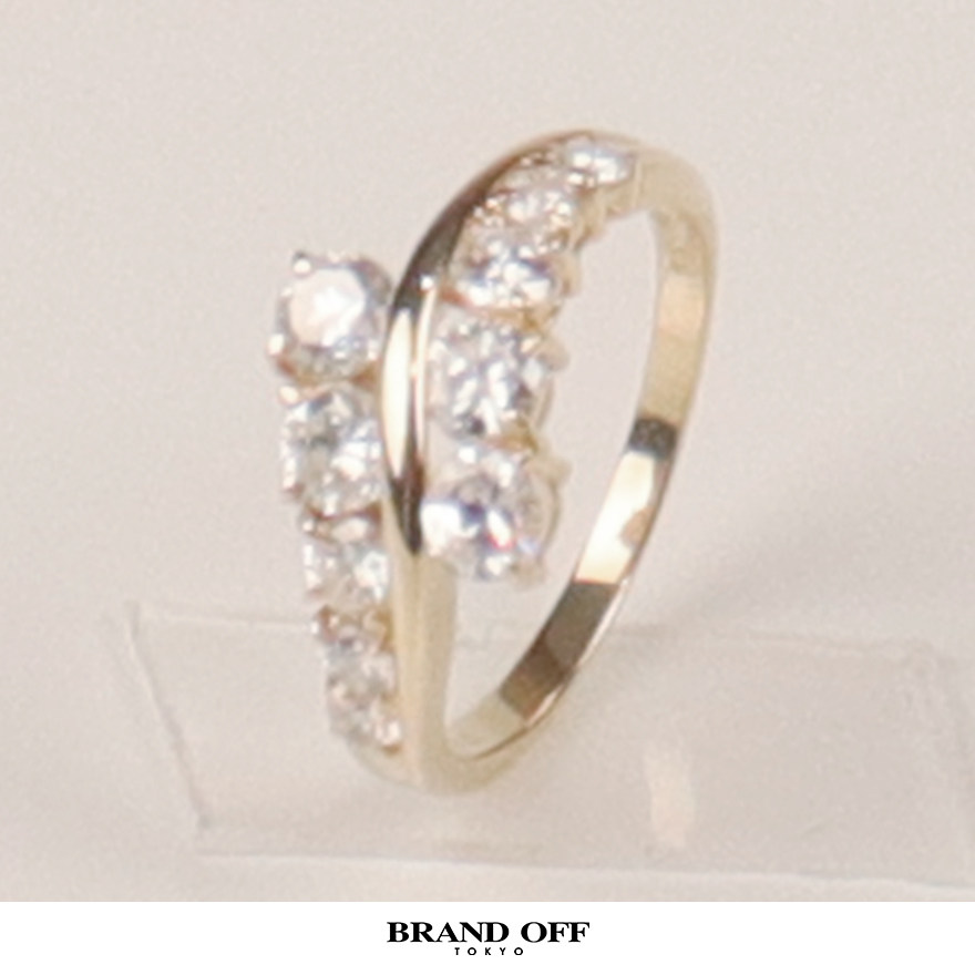 Double intertwined vintage diamond ring K18 yellow gold