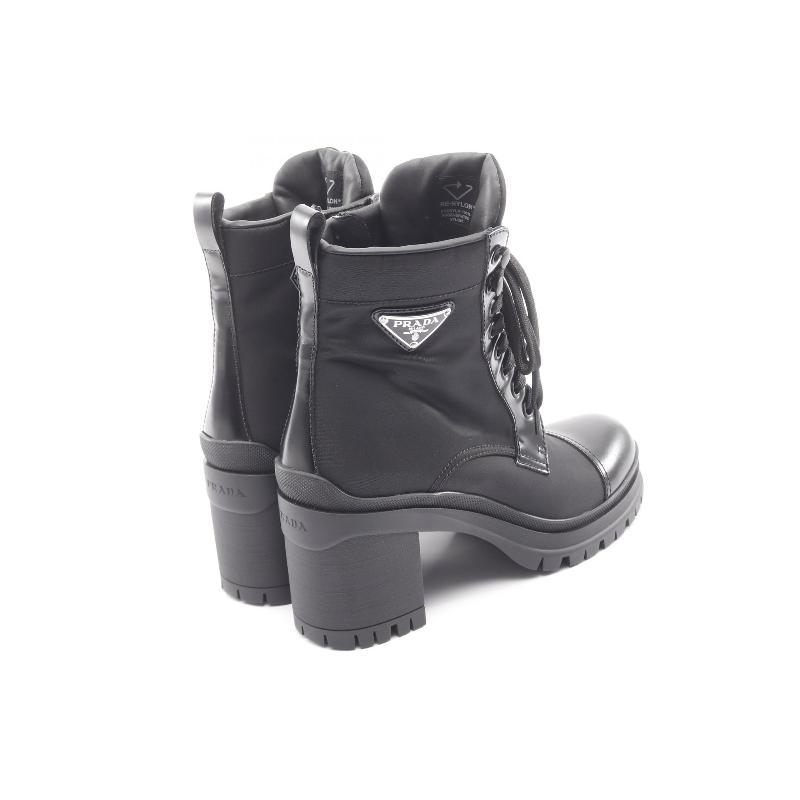 中古Prada普拉达女A级95新boots靴子尼龙鞋黑色经典正品BRANDOFF - 图0
