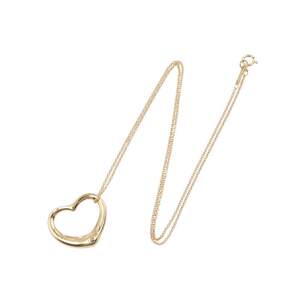 中古Tiffany&Co蒂芙尼女A级95新open heart黄金项链金色
