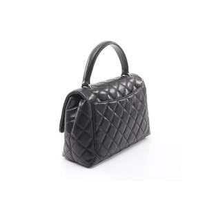 中古Chanel香奈儿女包A级95新Handle Bag手提袋羊皮手提包黑色