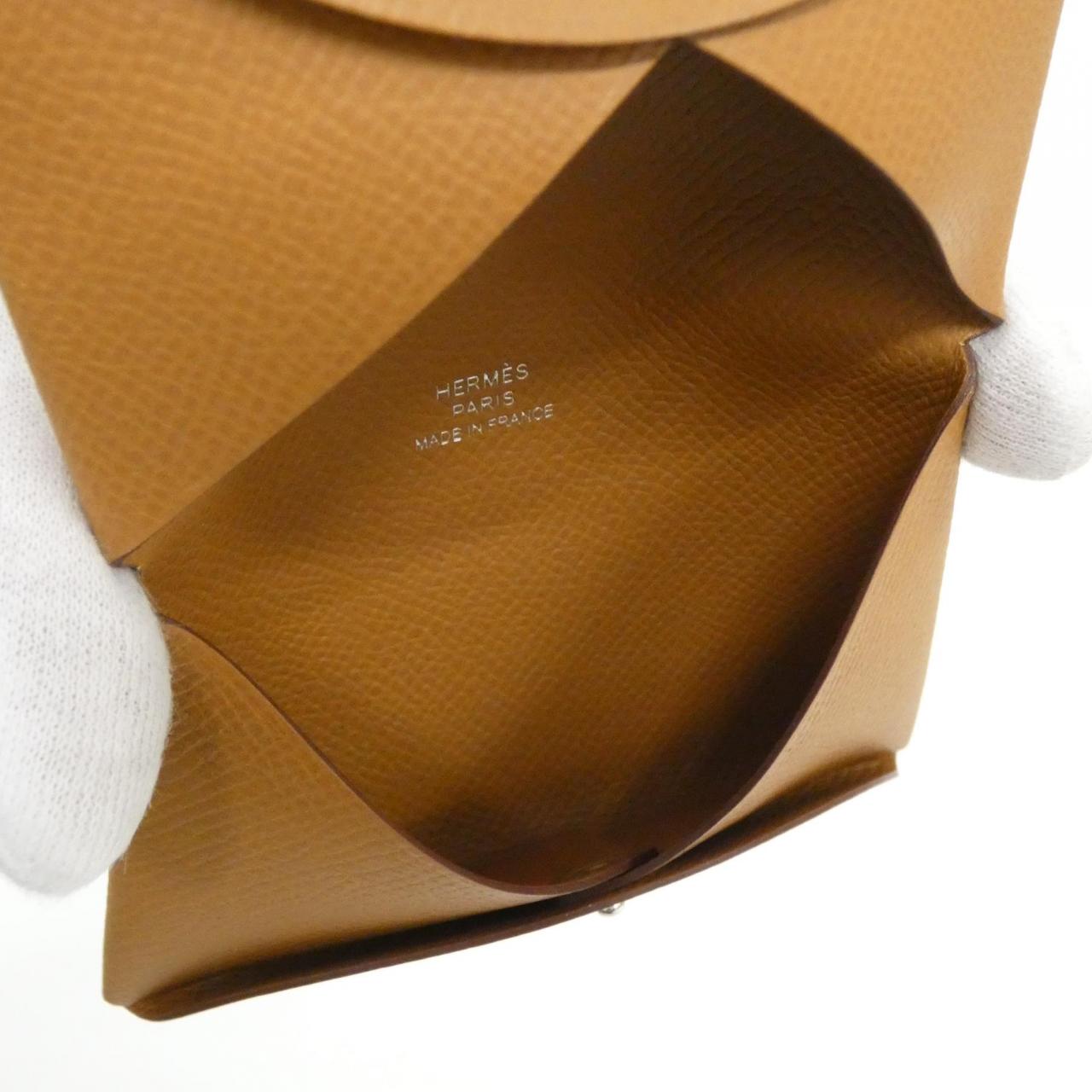 中古Hermes爱马仕A级95新Calvi卡包044164CK牛皮 - 图1