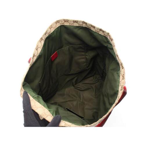 日本中古复古二奢Gucci古驰女包B级9新gucci古驰帆布托特包浅褐色 - 图1