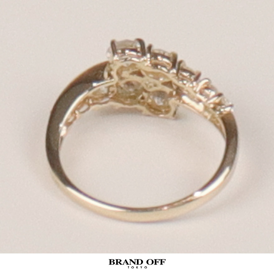 Double intertwined vintage diamond ring K18 yellow gold
