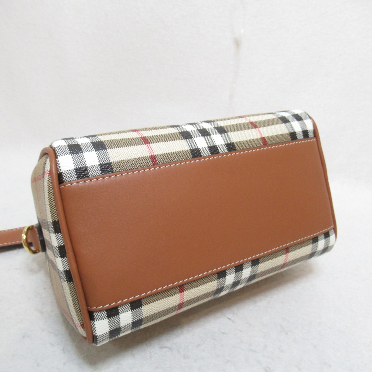 中古Burberry巴宝莉女包S级99新mini check bowling bag斜挎包