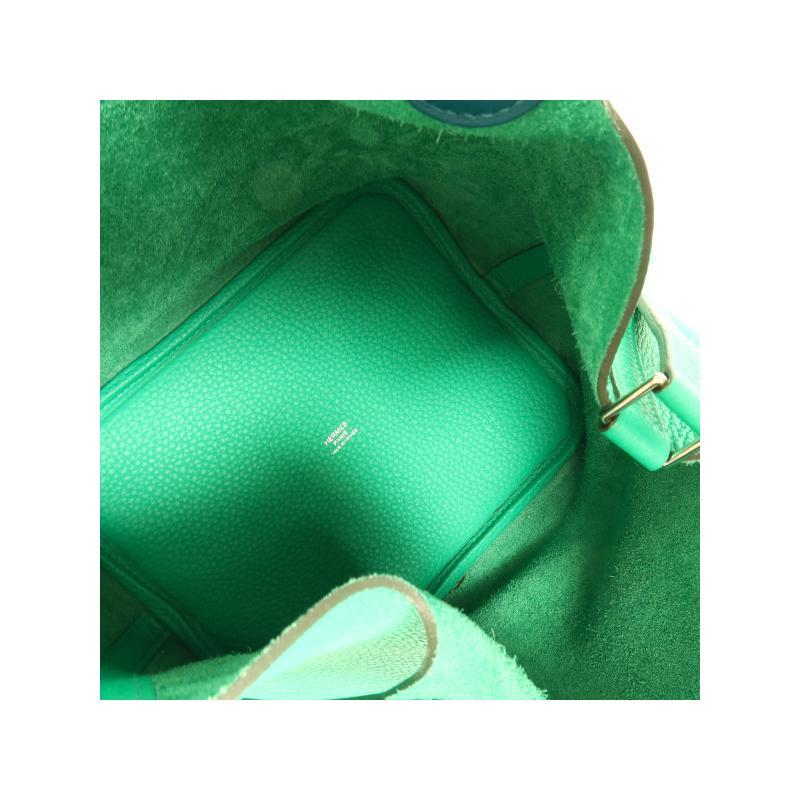 中古Hermes爱马仕女包A级95新Picotin MM菜籃子 MM牛皮手提包绿色 - 图3