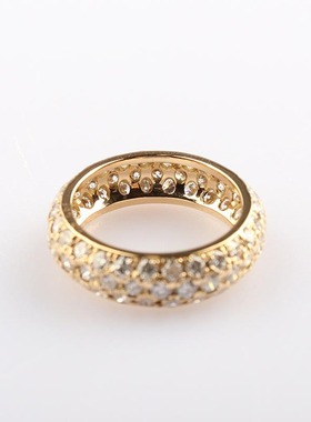 中古「95新」日本进口商品满天群镶钻石K18玫瑰金42号戒指高级