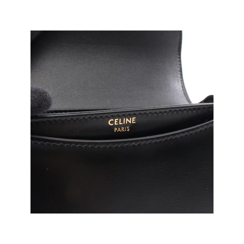中古Celine赛琳女包A级95新Triomphe凯旋门牛皮斜挎包黑色高级 - 图2