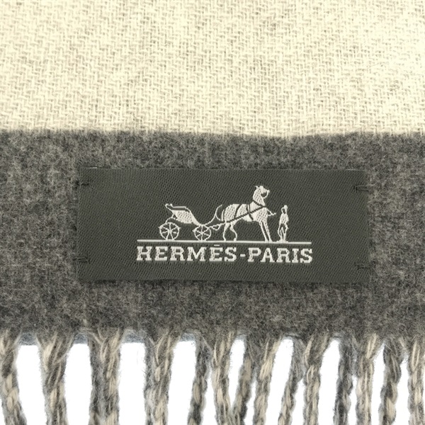 中古Hermes爱马仕S级99新时尚scarf围巾_丝巾_披肩羊绒马图案灰色