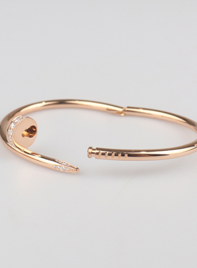 95「新」Cartier卡地亚JUSTEUNCLOU镶嵌32颗手镯宽版750黄金16号