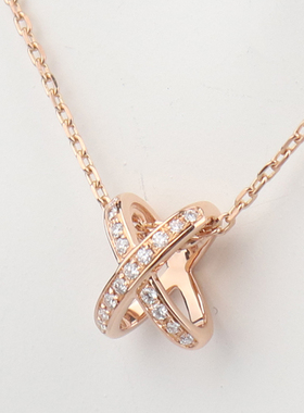 「95新」CHAUMET Jeux de Liens欢缘钻石750玫瑰金38-42cm项链