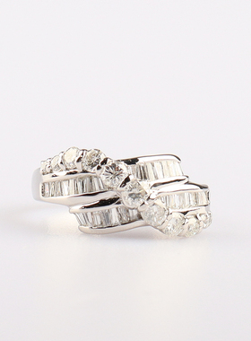 中古「95新」日本进口商品群镶钻石铂金900戒指56号高级BRANDOFF