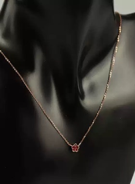 -红宝石花形项链750玫瑰金