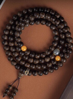 天然芽庄奇楠沉香念珠手串108颗手链檀木佛珠男女士款收藏级老料