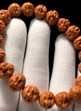 怒佛龙纹桃核精雕弥勒佛手链女款文玩核雕山鬼恶僧橄榄核手串男款