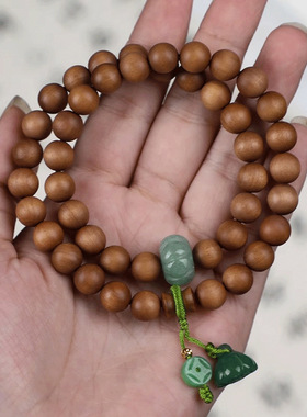 印度老山檀香手串红肉级原创老山檀和田玉手链男女士文玩佛珠念珠