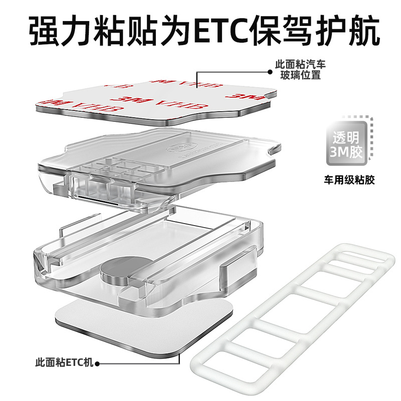 汽车etc可拆卸支架透明磁吸固定神器强力双面胶安装快拆货车专用 - 图3