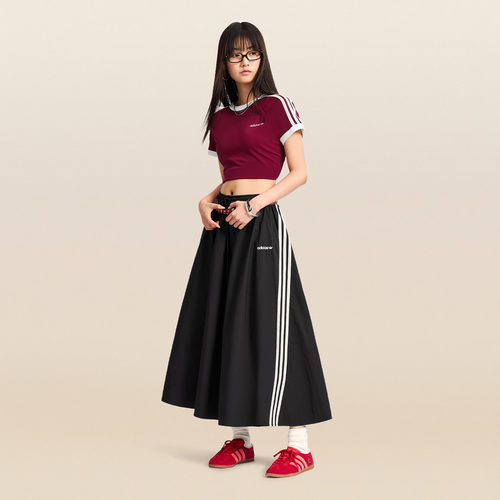 休闲百搭三条纹宽松运动半身长裙女adidas阿迪达斯三叶草官方 - 图1