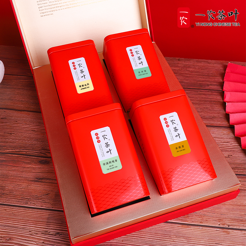 一农茶叶特级四大名茶金骏眉龙井茶绿茶安溪铁观音组合礼盒装400g