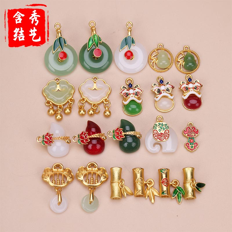 合金琉璃国风竹节 手工diy手链编绳项链吊坠串饰国风首饰配件材料 - 图1